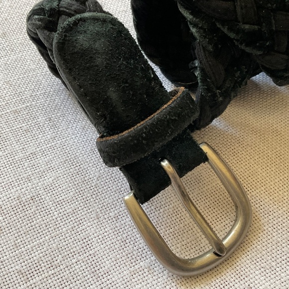 Black Leather Suede Woven Braided Belt Adjustable L:47” NEW - Picture 9 of 12